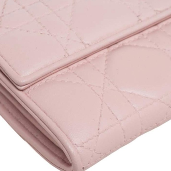 Dior Lady Dior wallet on chain in pink Cannage lambskin leather - Picture 8 of 11
